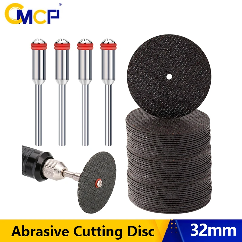 CMCP 20pcs Abrasive Cutting Disc 32mm With Mandrels Grinding Wheels For Dremel Rotary Tool Accesories Metal Cutting Saw Blade