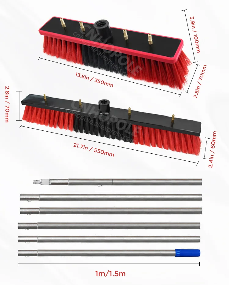 Photovoltaic Panels Cleaning Tool With 12/18/24/30ft Extension Pole Solar Panel/High Window Glass/Track/Bus/Boats/Wall Washing