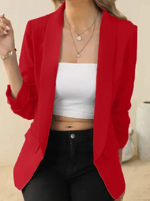

2026 Spring Autumn New Slim Casual Temperament Professional Women's Office Lady Blazers Solid Notched Blazer