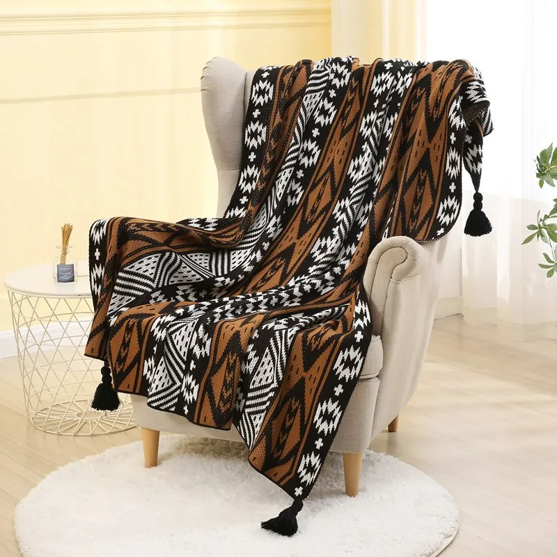 Bohemia Blanket Knitting Bedding Vintage Simple Geometric Soft Woven Air-condition Throw Sofa Bedding Home Decorations