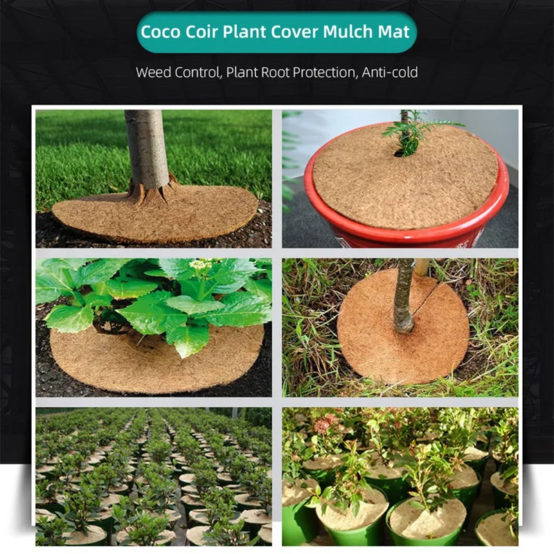 A98E-Coir غطاء النبات المهاد حصيرة الاعشاب التحكم النسيج زهرة وعاء خواتم شجرة جوز الهند جذع حامي زارع حماية الجذر