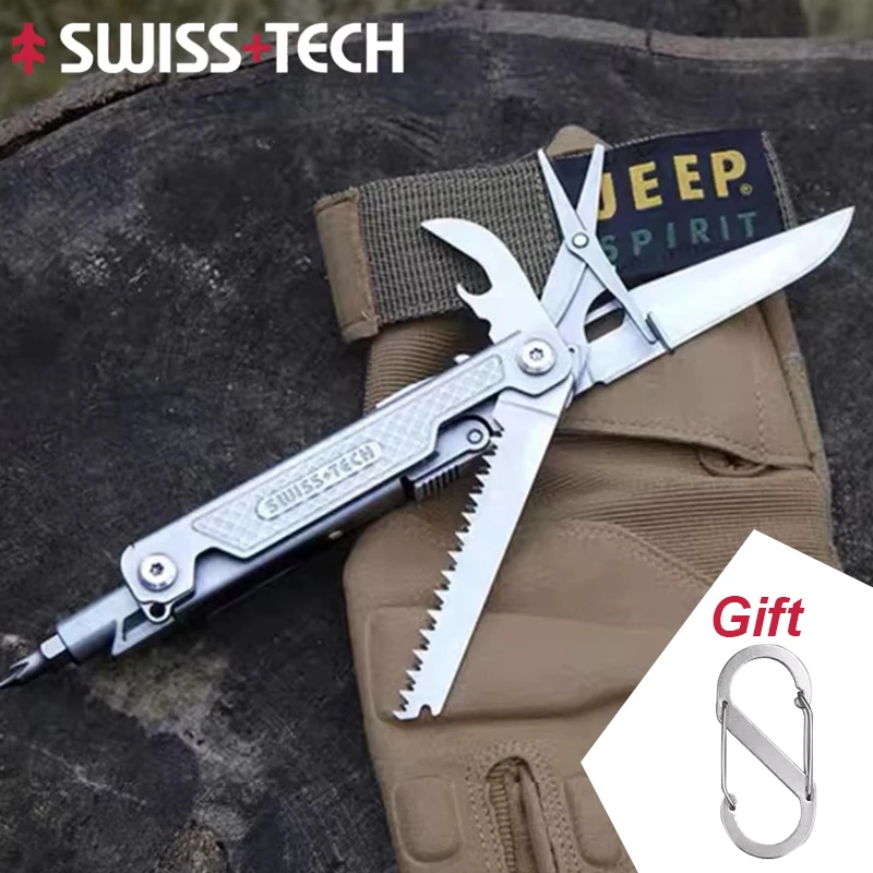 SWISS TECH 11 in 1 Multitool Knife Folding Multi Tool Mini EDC Tactical Camping Survival Tools Outdoor Equipment