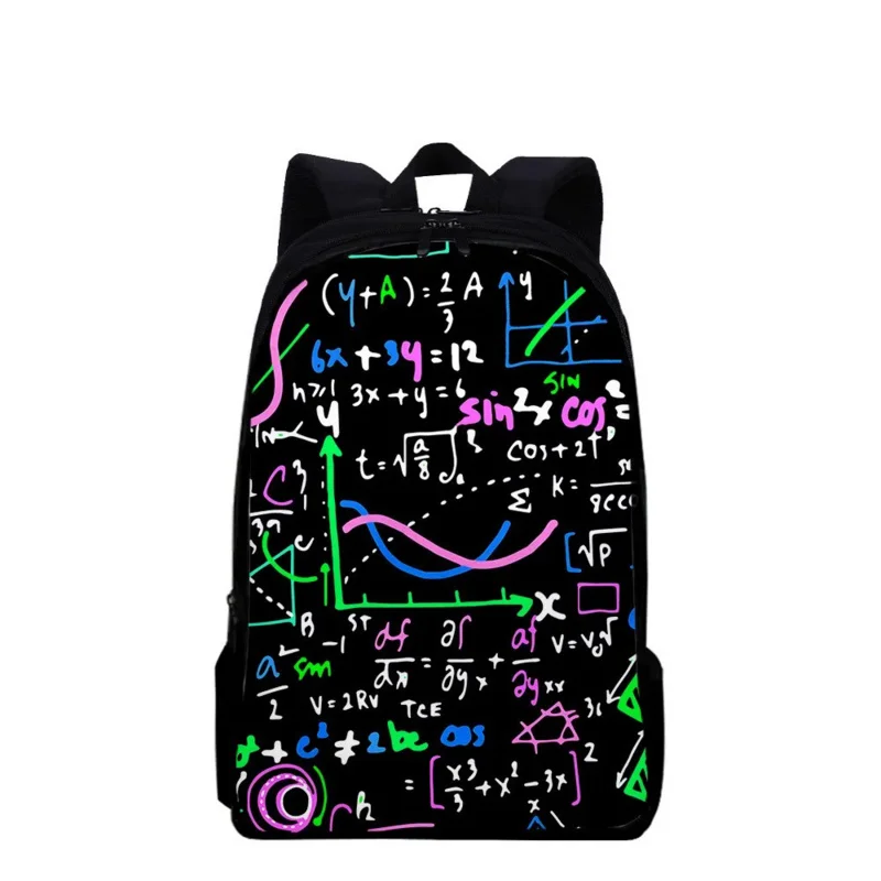 Mochila creativa con estampado de fórmula de matemáticas, bolsa escolar para estudiantes, bolsa de libros para niñas y niños, mochila de almacenamiento informal para adolescentes, mochila de viaje