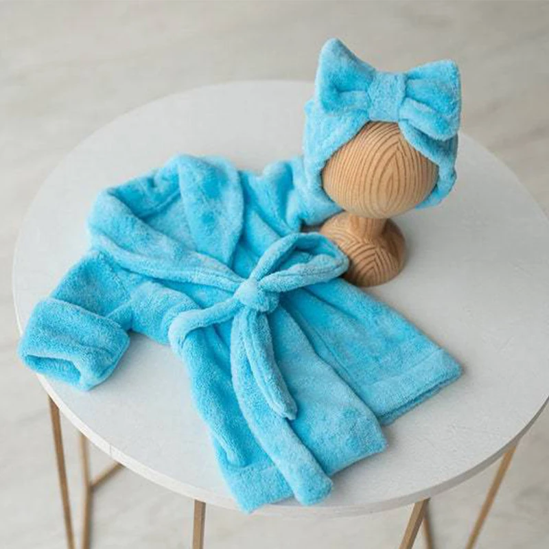 Newborn Photography Props Baby Hooded Robe With Belt Bathrobe Bath Towel Cucumber Set Outfit Baby Costume Photo Accessories