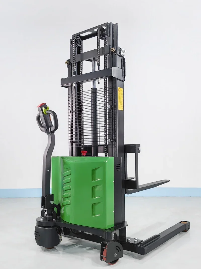 All-electric stacker wide outright forklift without picking pallet 1 ton 1.5 hydraulic lift truck