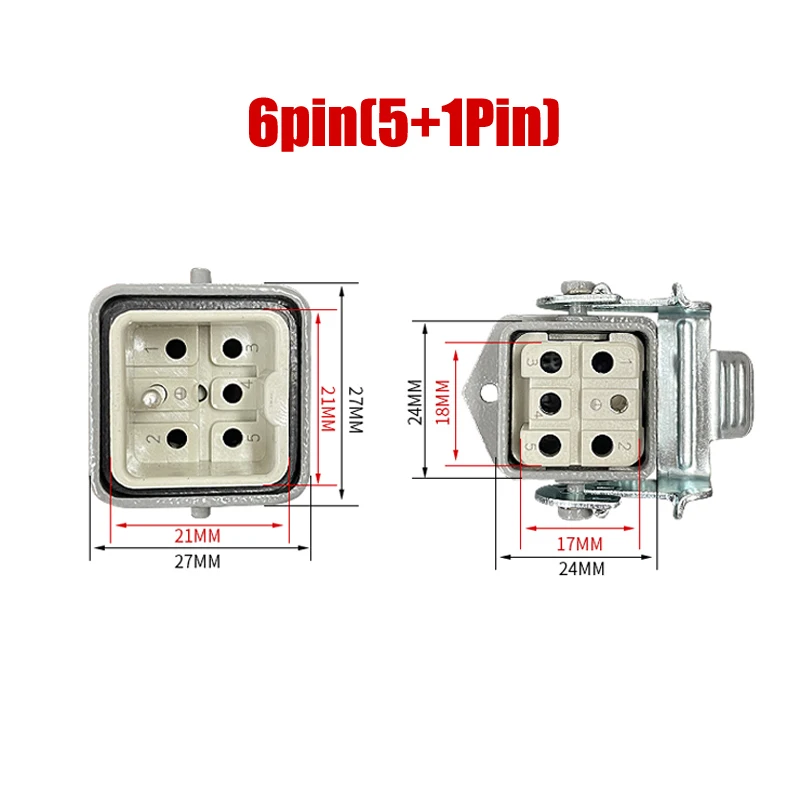 Heavy-duty 6 Pin Cable Connector Waterproof IP65 HDC-HQ-005-5+1 Core Wire Plug HQ-005M/F Male and Female Docking Connectors