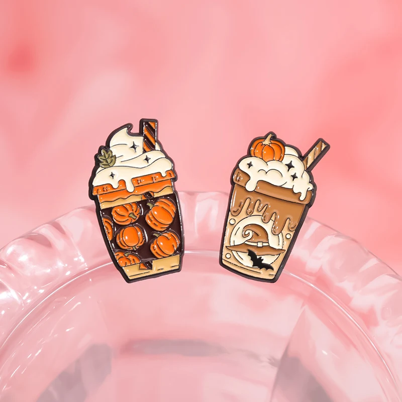 شبح اليقطين شرب المينا دبابيس الإبداعية هالوين الحليب الشاي الآيس كريم دبابيس معدنية شارة التلبيب مجوهرات هدايا للأطفال الأصدقاء
