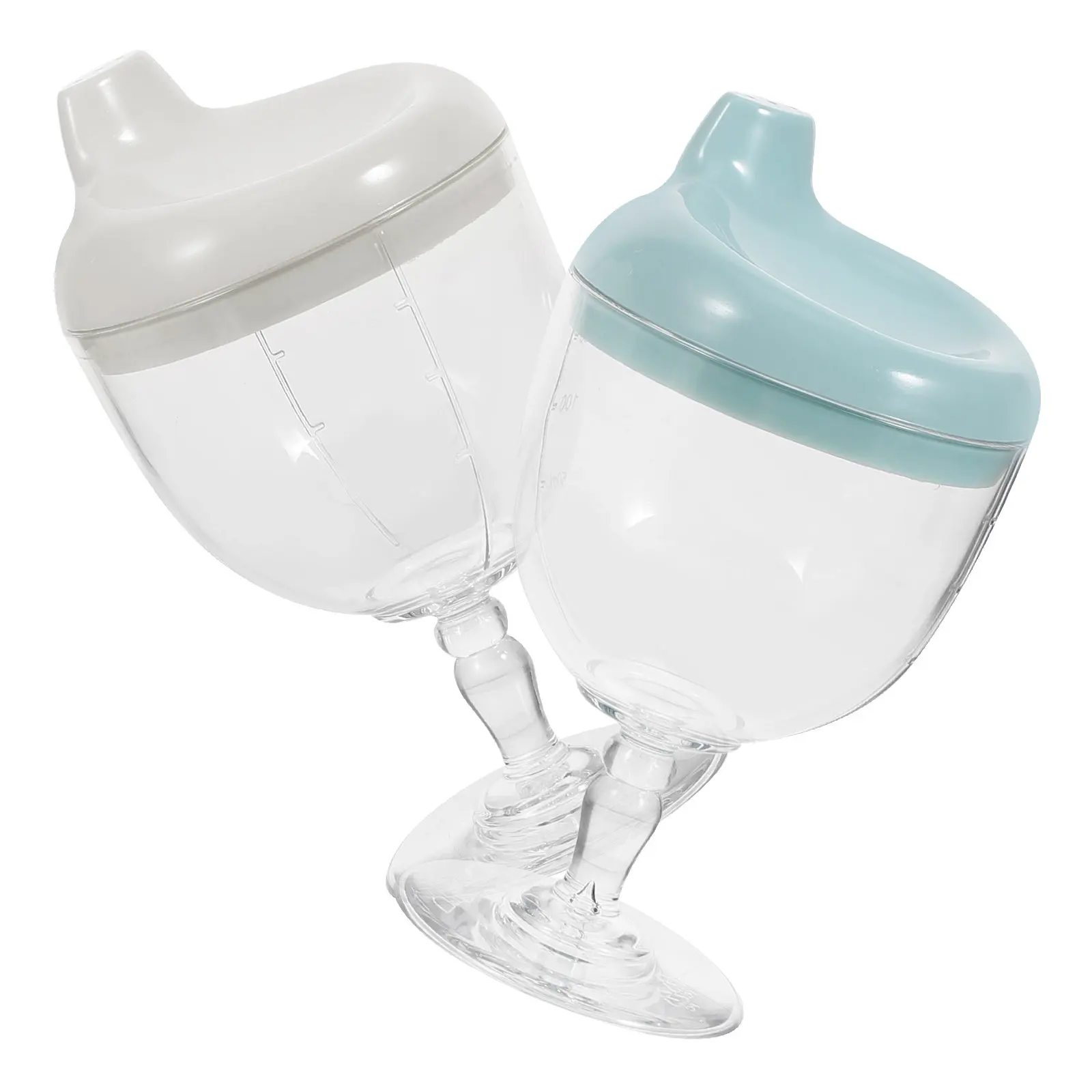 

2Pcs Toddler Training Cups Easy Grip Spill Proof Baby Milk Juice Cup Plastic Sippy Goblet Cups Wine Glass Sippy Cup