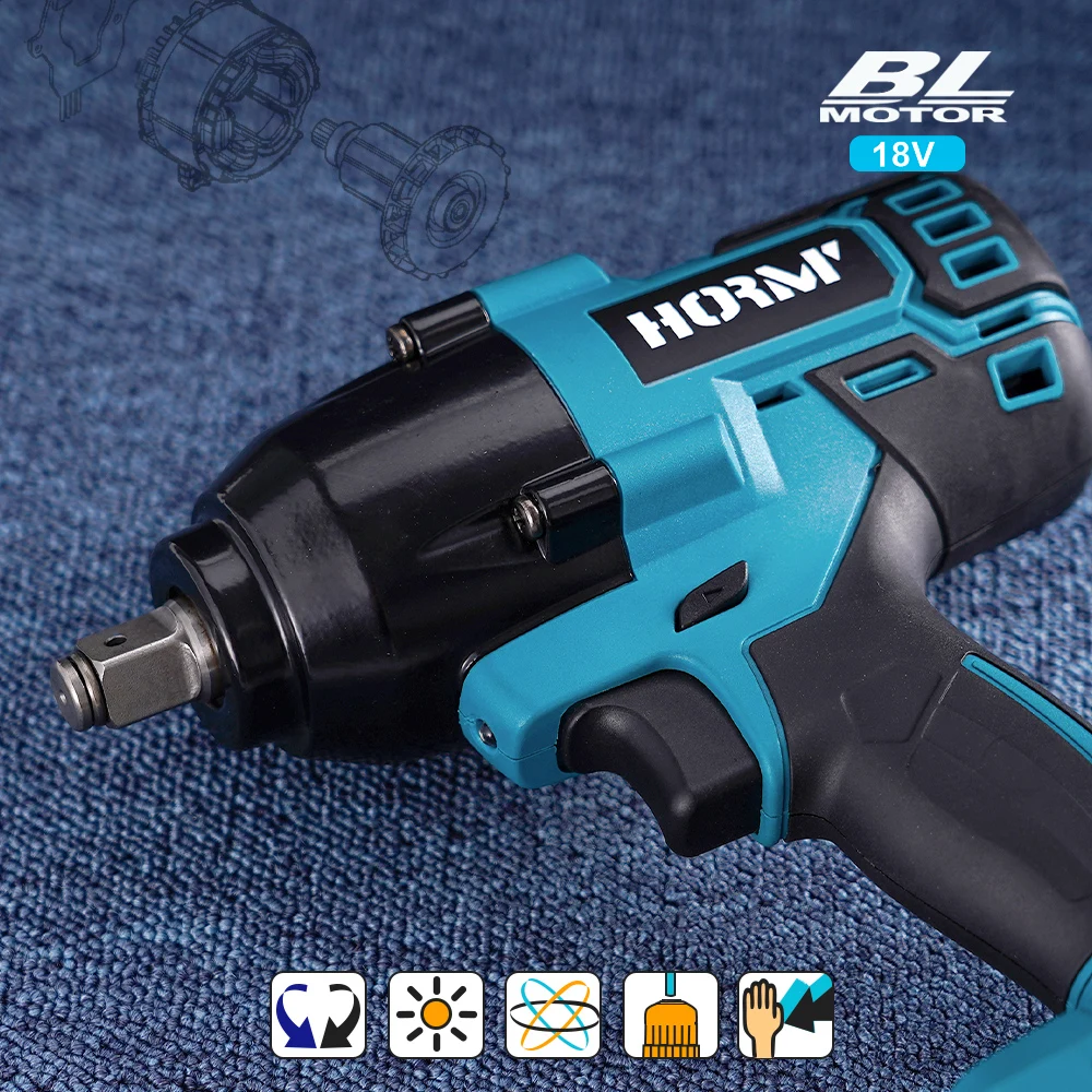 Hormy Brushless Electric Impact Wrench 1/2 inch 600N.m Cordless Hand Drill Without Battery Repair Power Tool For Makita 18V