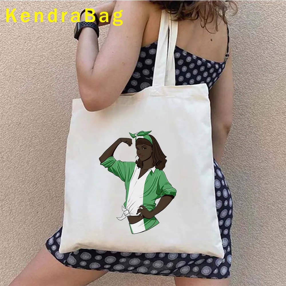 Nigeria Country Map Flag Abuja Lagos Nigerian Girl Patriotic Gift Love Heart Women Canvas Shoulder Tote Bag Shopper Cute Handbag