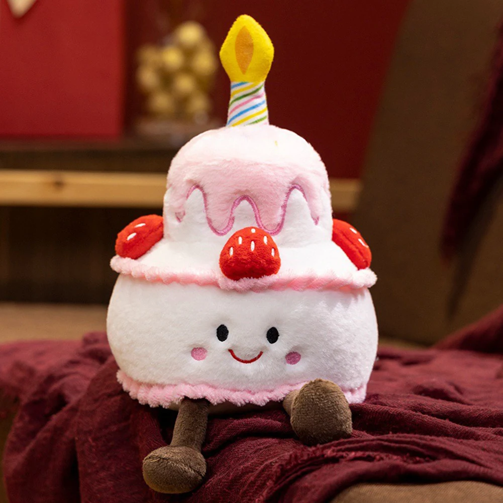 Divertido juguete de pastel de cumpleaños que canta, sensación de piel, llamativo juguete de peluche, juguete para abrazar para niños