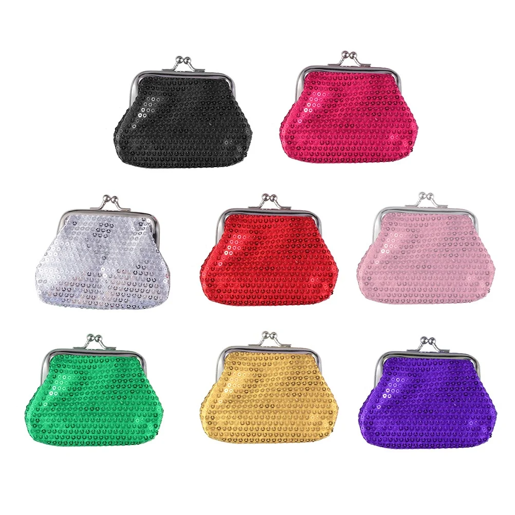 

8pcs Sequin Coin Wallet Waterproof Lightweight Purse For Shining Storage Pouch Small Change Organizer Bling