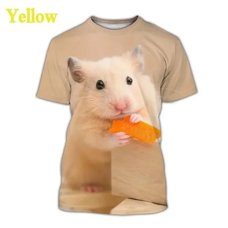 Cute Hamster Pattern T-Shirt For Men Animal 3D Printed T Shirts Casual Round Neck Streetwear Short Sleeve Kids Loose Tees Tops