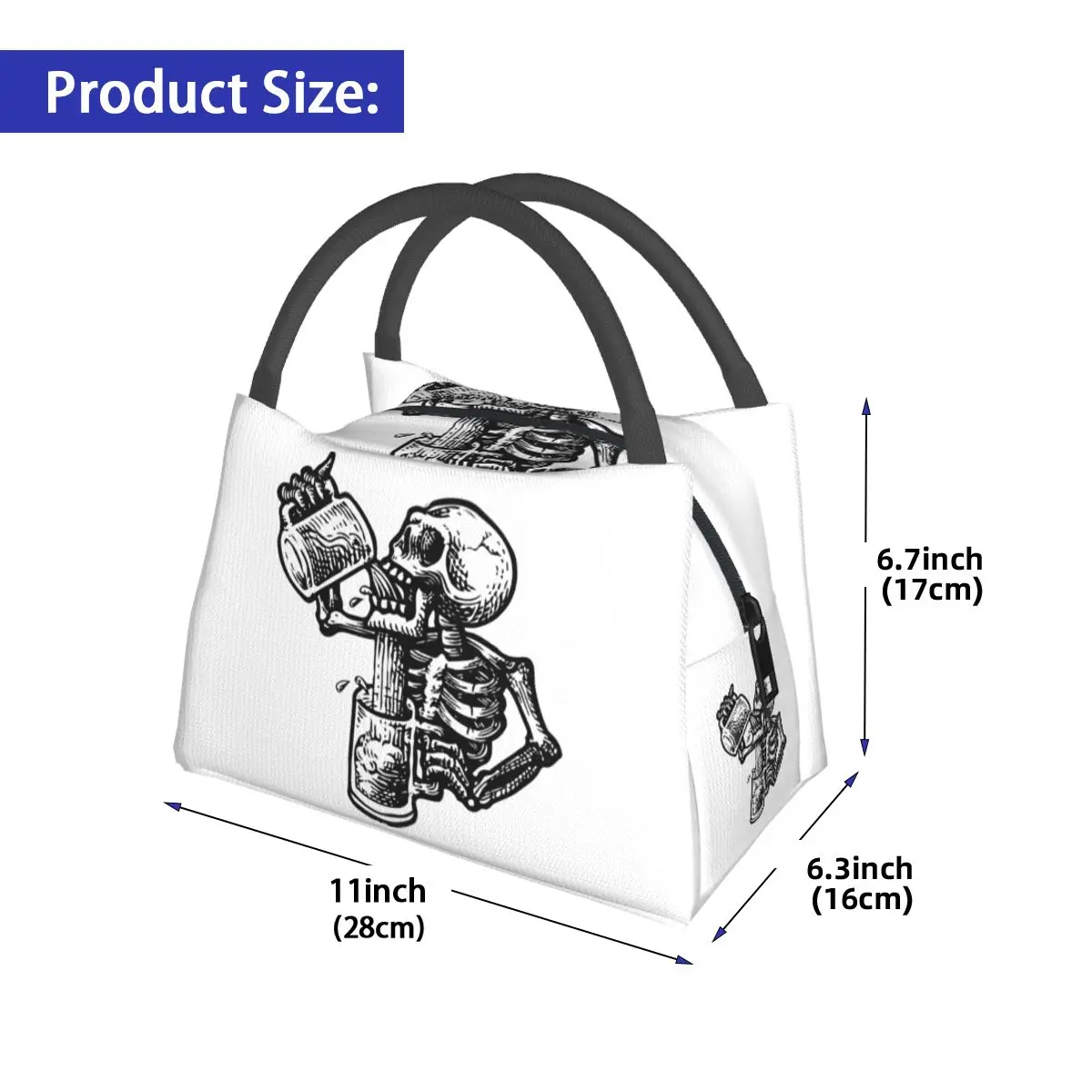 Сумки для ланча с изображением пьяных черепов, изолированная коробка для бенто, Портативная сумка для ланча, сумки для пикника, Термосумка для женщин и девушек, офисная