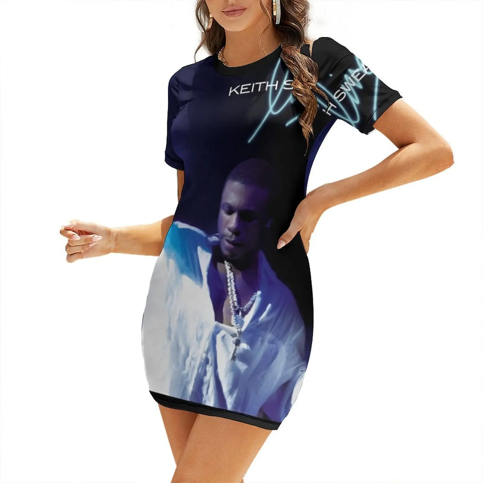 Keith Sweat live Short-Sleeved Dress woman dress women's evening dress 2026 elegant dresses plus sizes