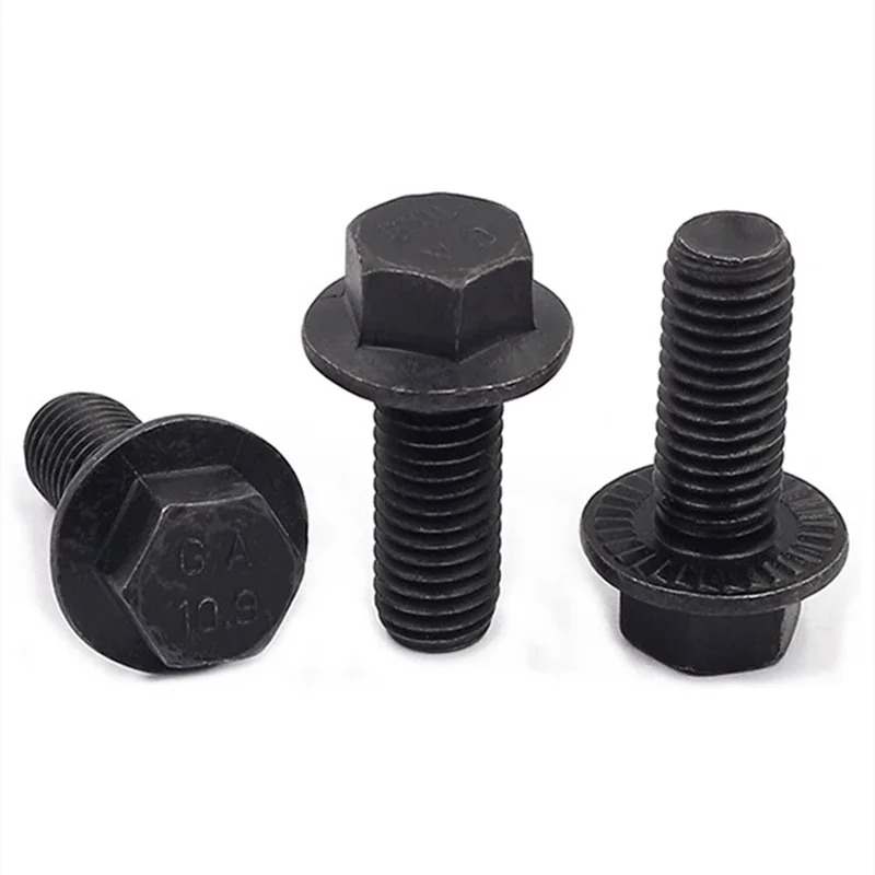 M5 M6 M8 M10 M12 M14 M16 Grade 10.9 High Strength Black Carbon Steel Hexagon Hex Head Flange Screws Bolts