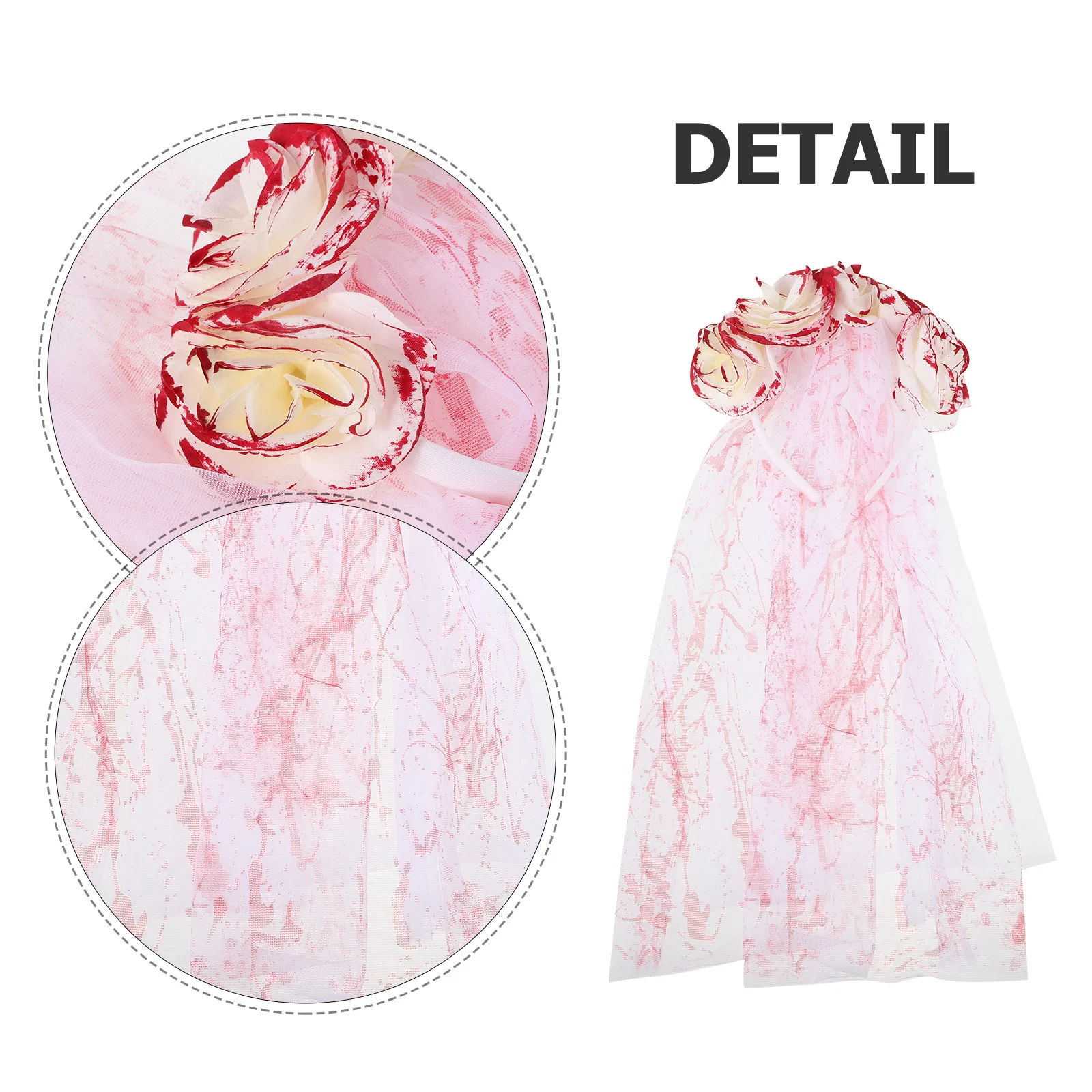 Fascia per capelli con velo da sposa fantasma Accessorio per Halloween Giorno del costume Copricapo in rete con corona floreale