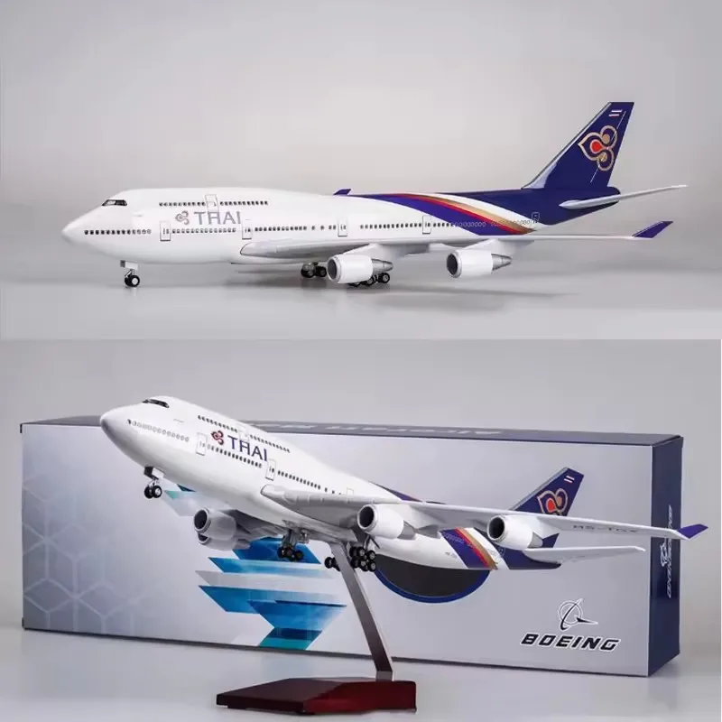 1/150 Scale B747 Thailand Thai Airways Diecast Model Airplane Resin Aircraft Toy Plane With Light And Wheels Collection Display