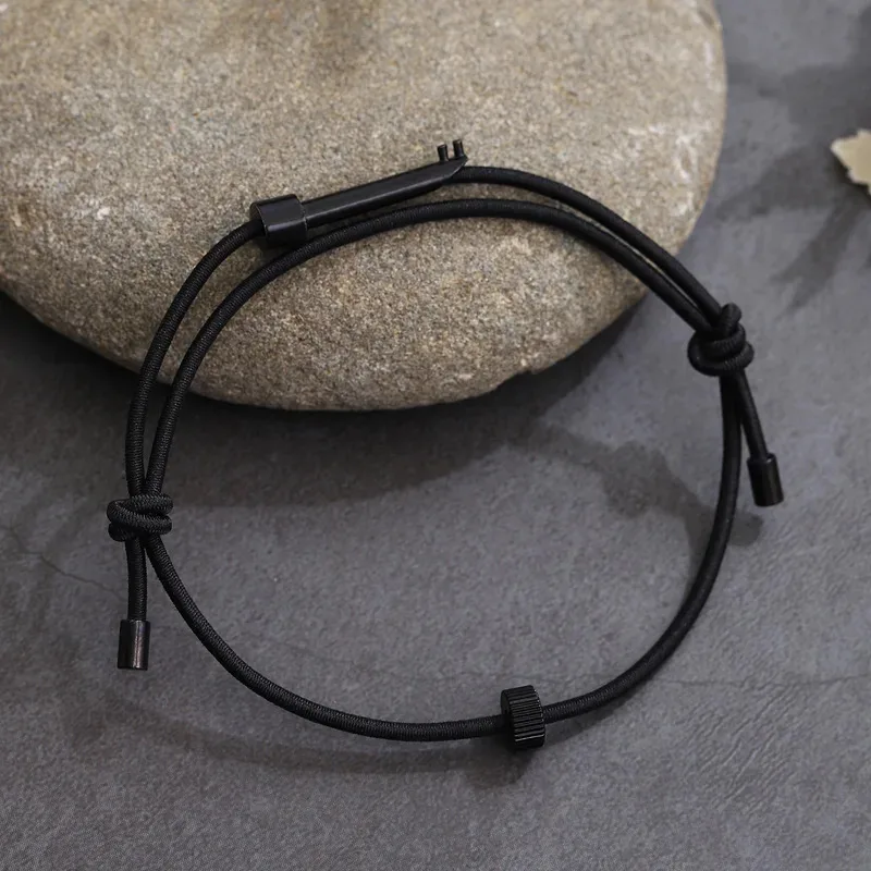 Meetvii Simple Tungsten Carbide Gear Emergency Escape Broken Window Adjustable Elastic Rope Bracelet for Men Women Accessories