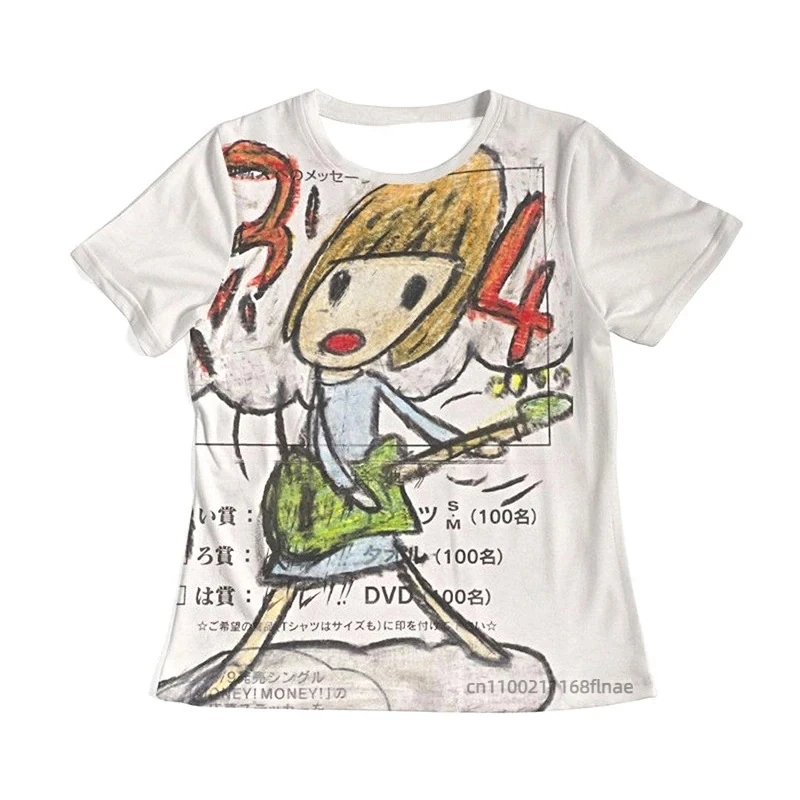 شارع فستان رقص المرأة تي شيرت جديد ثلاثية الأبعاد الرسوم المتحركة أنيمي قصيرة الأكمام الجولة الرقبة البنطال القصير الشارع الهيب هوب ملابس كاجوال