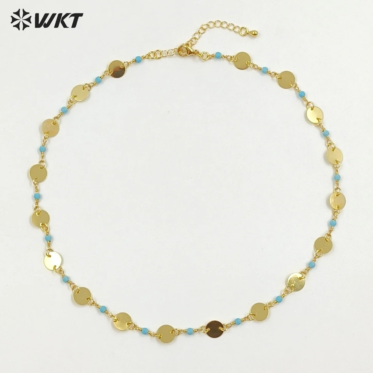 

WT-N1536 Delicate Trendy 18K Gold Plated Natural Stone Beads Thin Chain Necklaces For Women Simple Elegant Wearing Jewelry