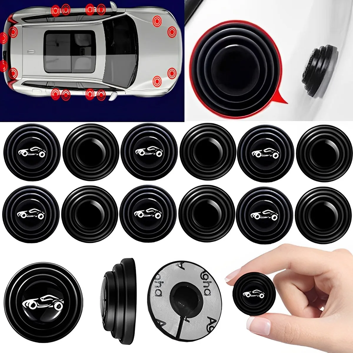 10Pcs Car Door Anti-shock Silicone Pads Hood Trunk Luminous Anti-collision Silicone Protector Stickers Gasket Auto Accessories