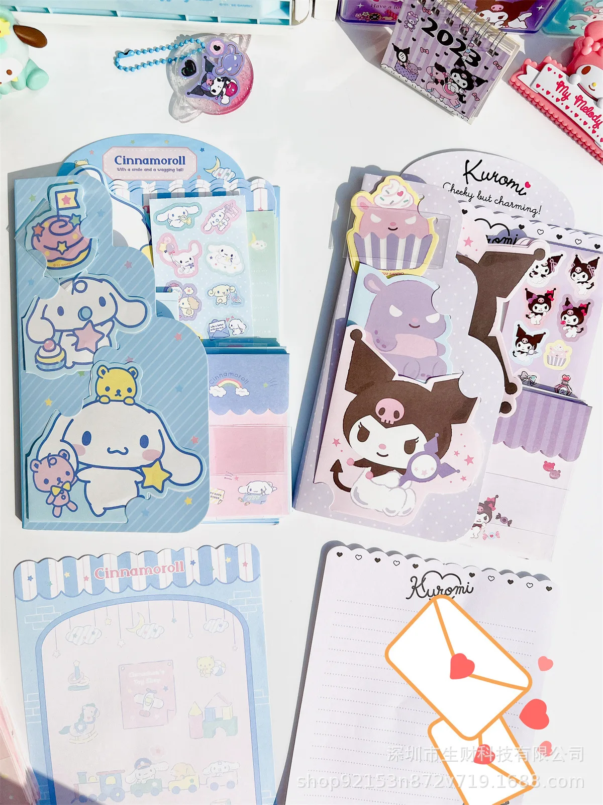 Cute Sanrio Cinnamoroll Envelope Letter Paper Sticker Combination Set Cartoon Kuromi Note Students and Children Write Letters