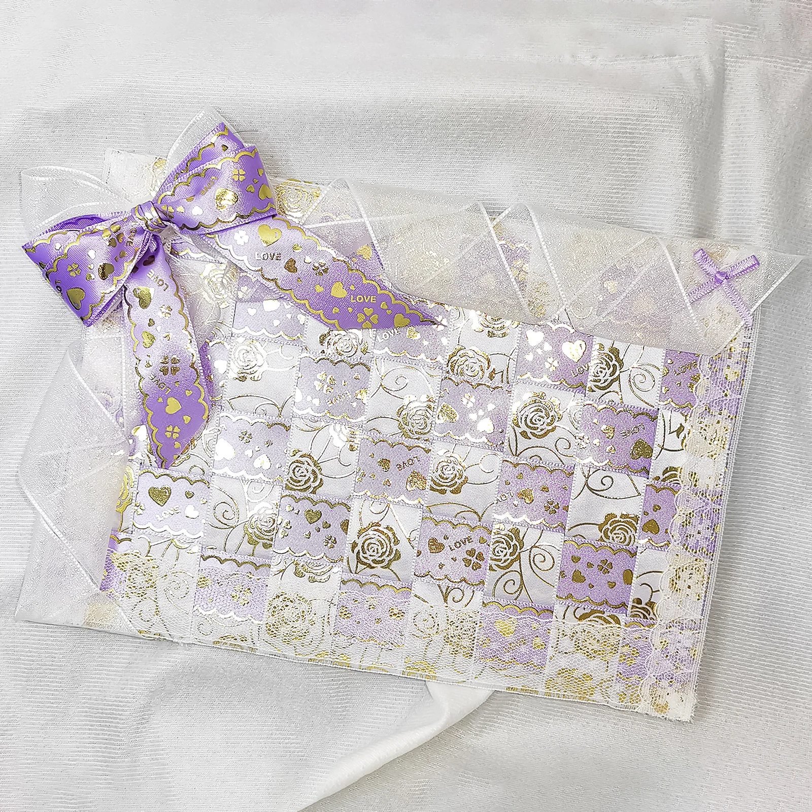 Purple Ribbon Card Holder Insert Board Cosplay Ita Bag Decorative Badge Backpack Goods Display Lace Backplate
