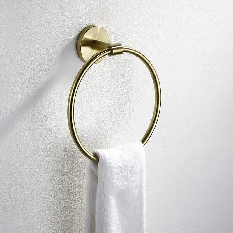 Export brushed gold stainless steel towel ring round towel hanging bathroom hardware pendant