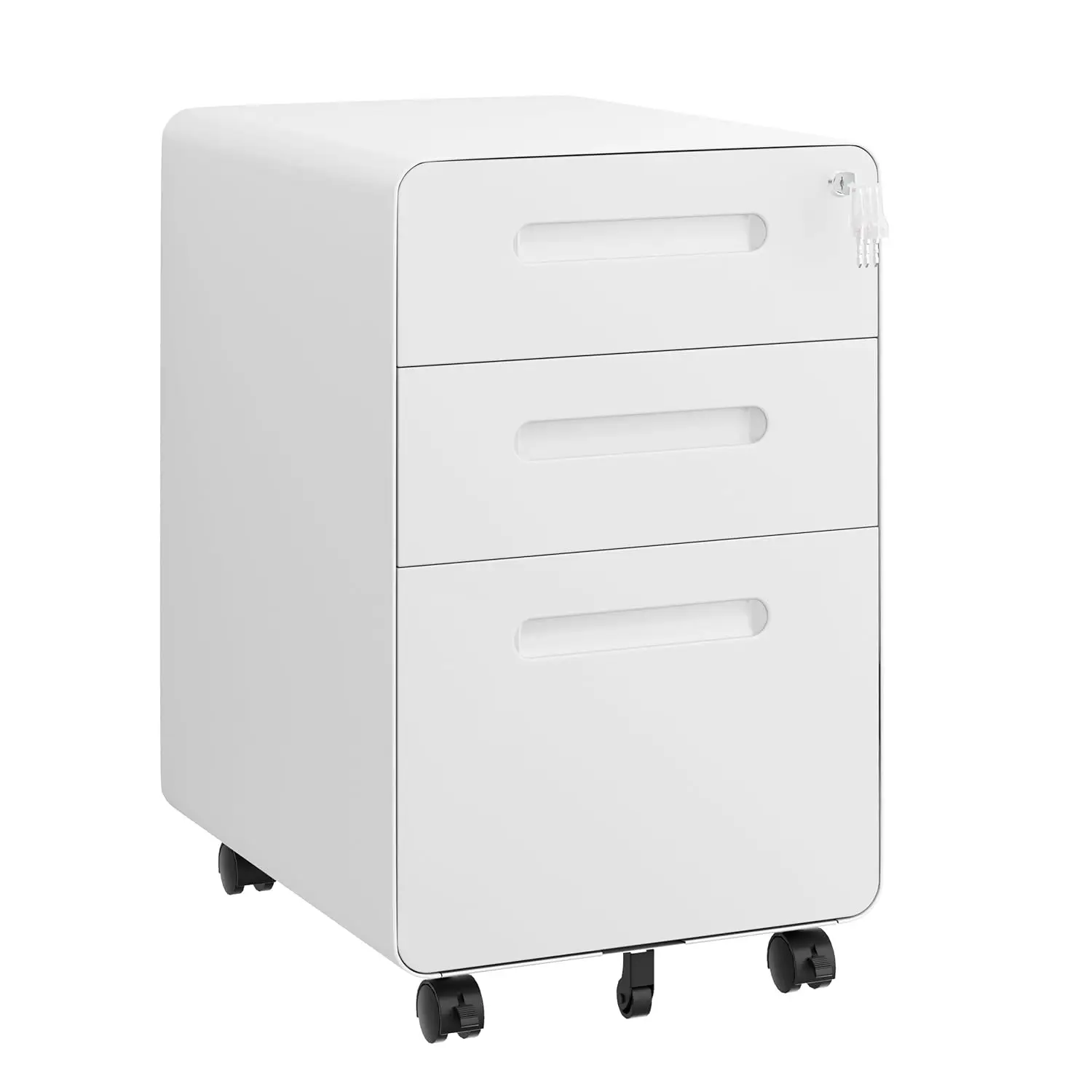 3 Drawer Metal File Cabinet with Lock & Keys, Under Desk Rolling Storage for Office, Letters/Legal/A4 Folders, Customized