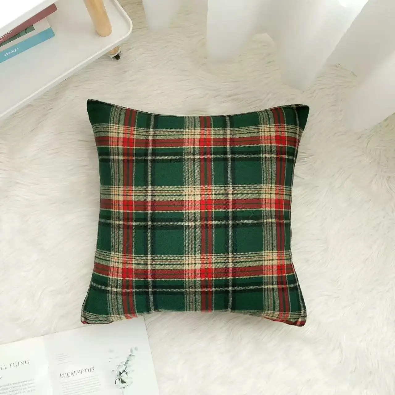 غطاء وسادة منقوش باللون الأخضر والأحمر على الطراز القديم غطاء وسادة مزخرف لأريكة غرفة المعيشة وغرفة النوم