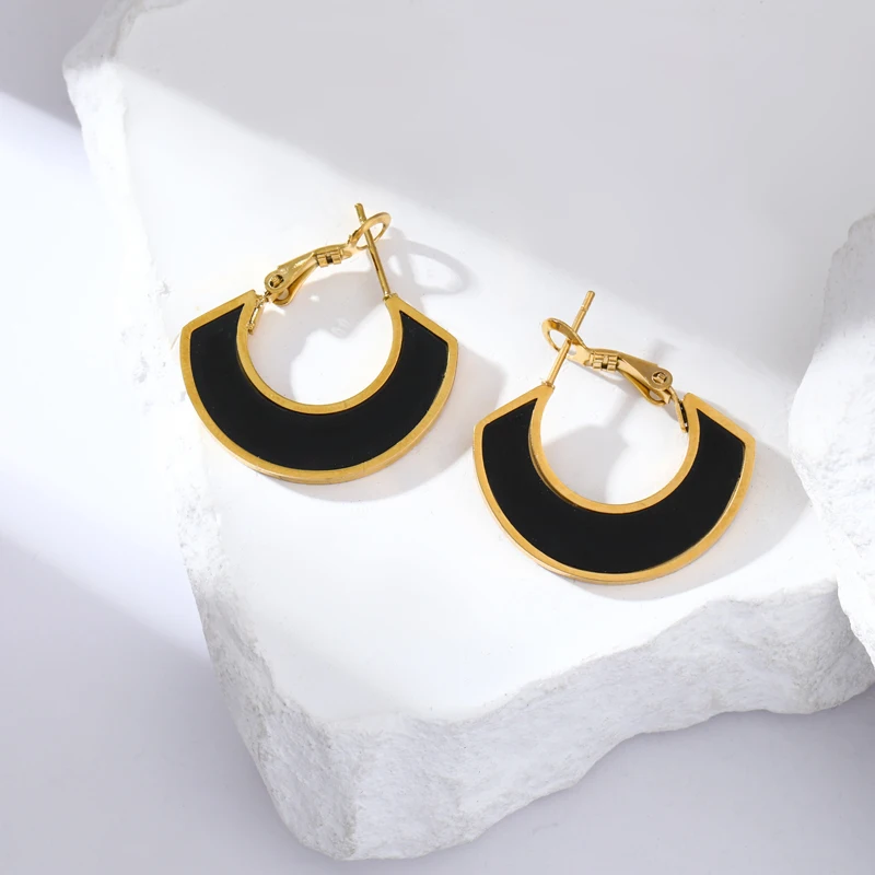 EILIECK 316L Edelstahl Schwarzes Geometrisches Halsketten- und Ohrring-Set, Trendig für Frauen, Neues Party-Geschenk, Luxuriöses Wasserdichtes Schmuckset – Detail 14