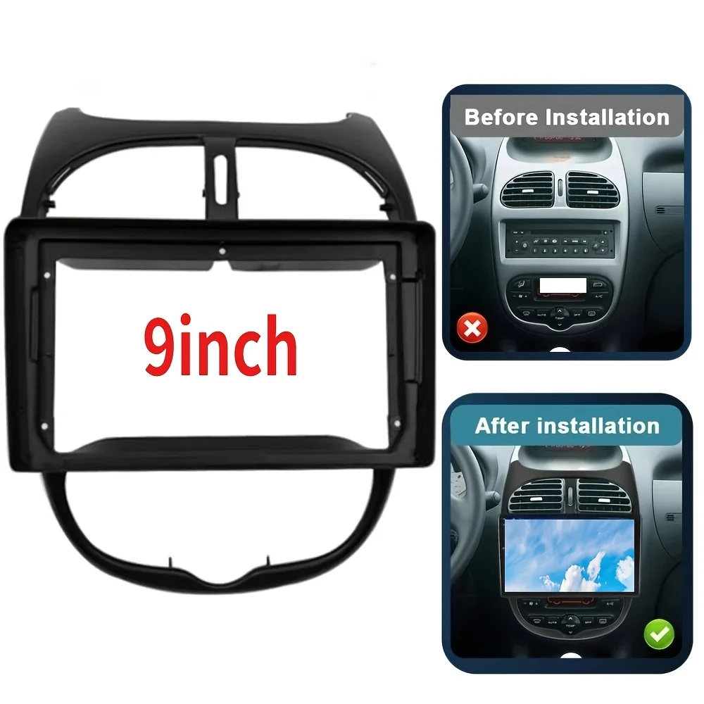 Kit de Navegación de Pantalla Grande Android de 9 Pulgadas Universal para el Mercado de Accesorios, para Peugeot 206 (2002-2010) con Marco Versátil