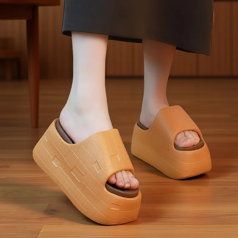 2026 Newest Chunky Platform Slide Sandals for Women High Heeled 8cm Thick Sole Open Toe Slippers Non-Slip Comfy Elevator Shoes