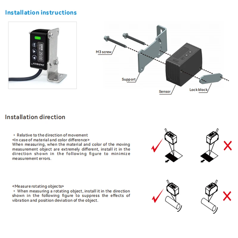 Measuring center distance 30mm laser ranging displacement sensor RS485 accuracy  0.01mm laser displacement sensor