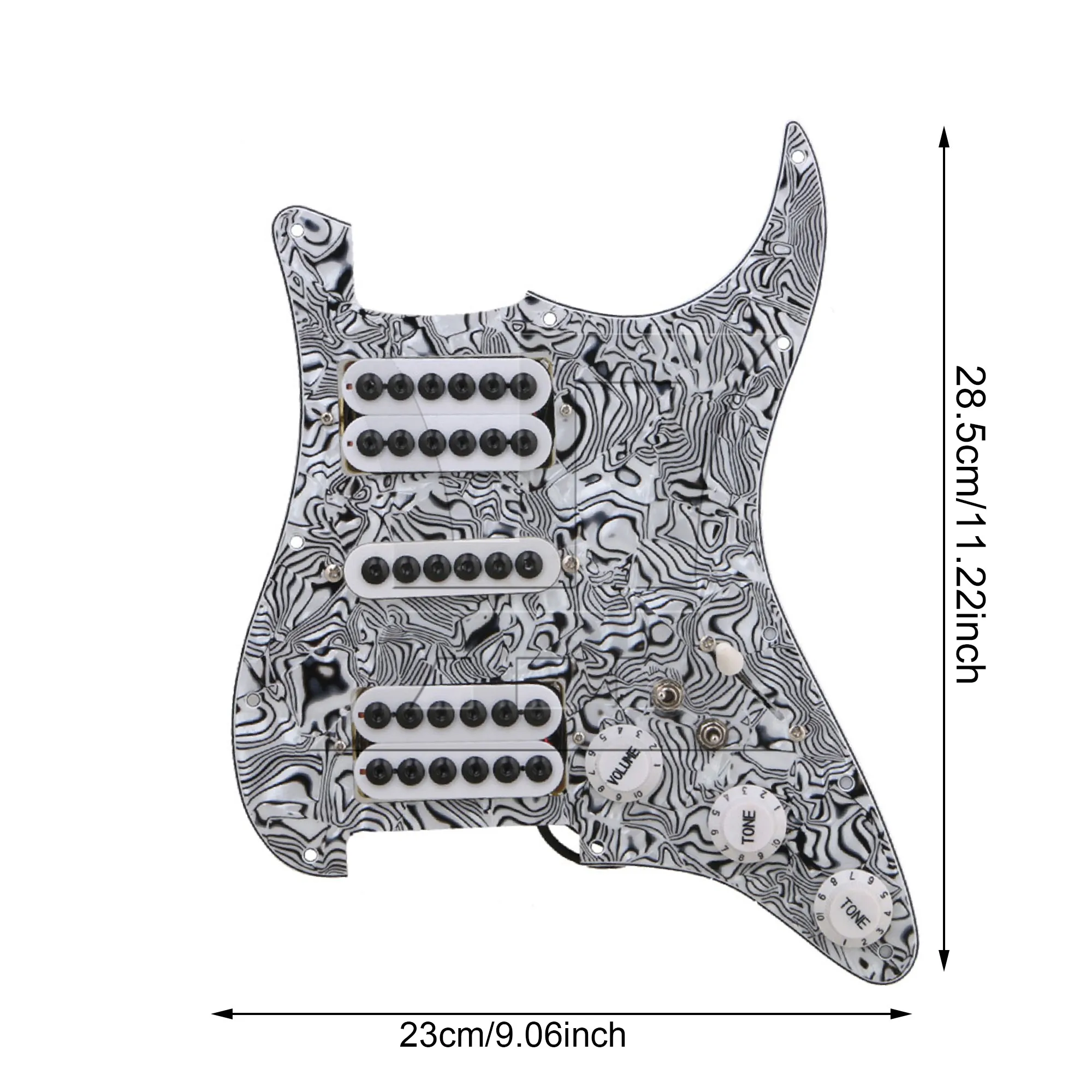 

YIBUY Electric Guitar HSH Pickguard 3-ply Black White with Screwdriver & Screws Set