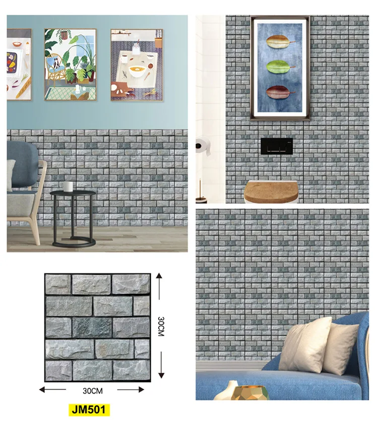10 Stück selbstklebende 3D-Tapeten mit Ziegel- und Holzverkleidung – abziehbarer und aufklebbarer Wandaufkleber, wasserfest, für Wohnzimmer, Schlafzimmer, Bad – Detail 6