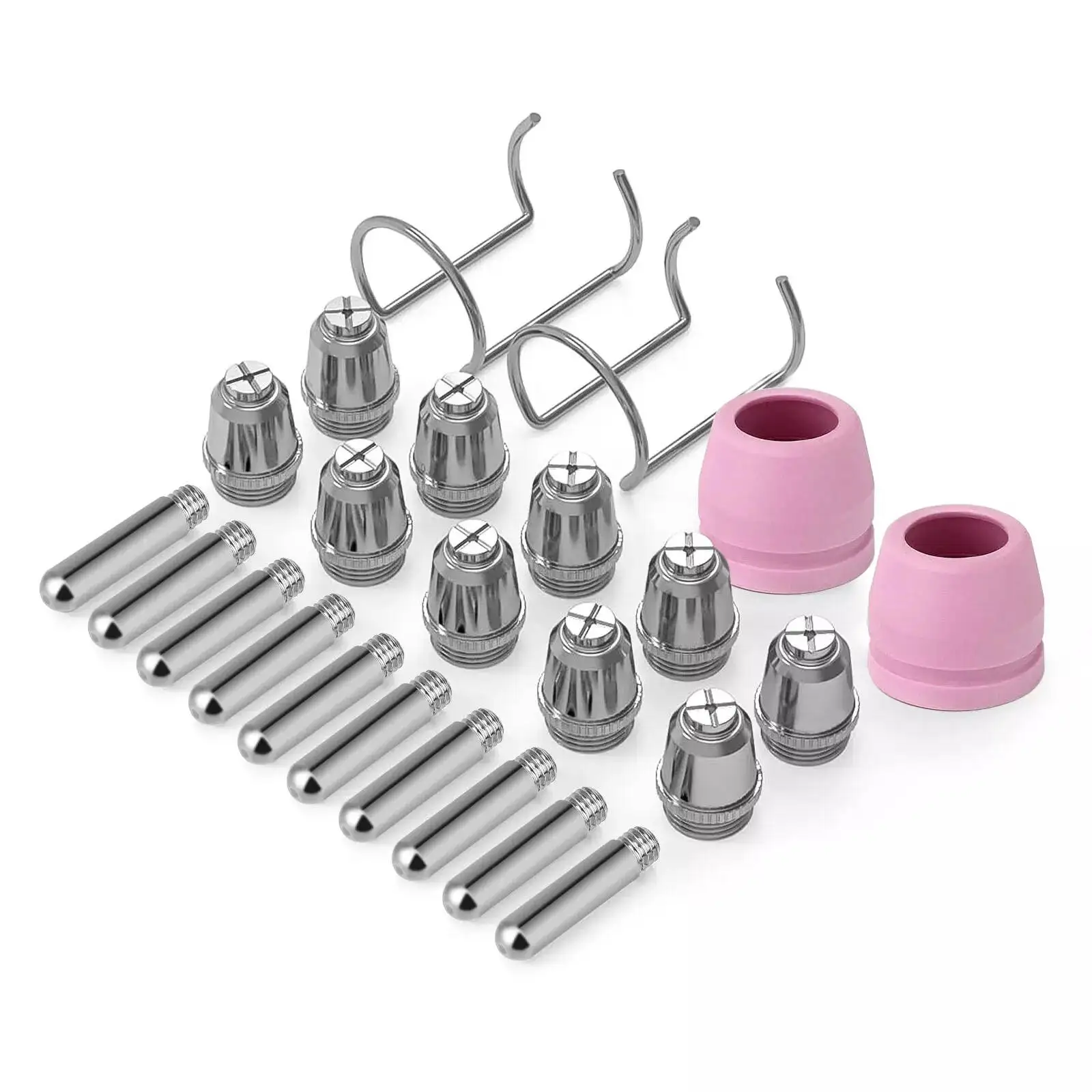 24Pcs/Set Plasma Cutter Torch Consumables Tip Kit For SG-55 AG-60 WSD-60 CUT50 60Amp Plasma Cutting Machines Accessories Replace