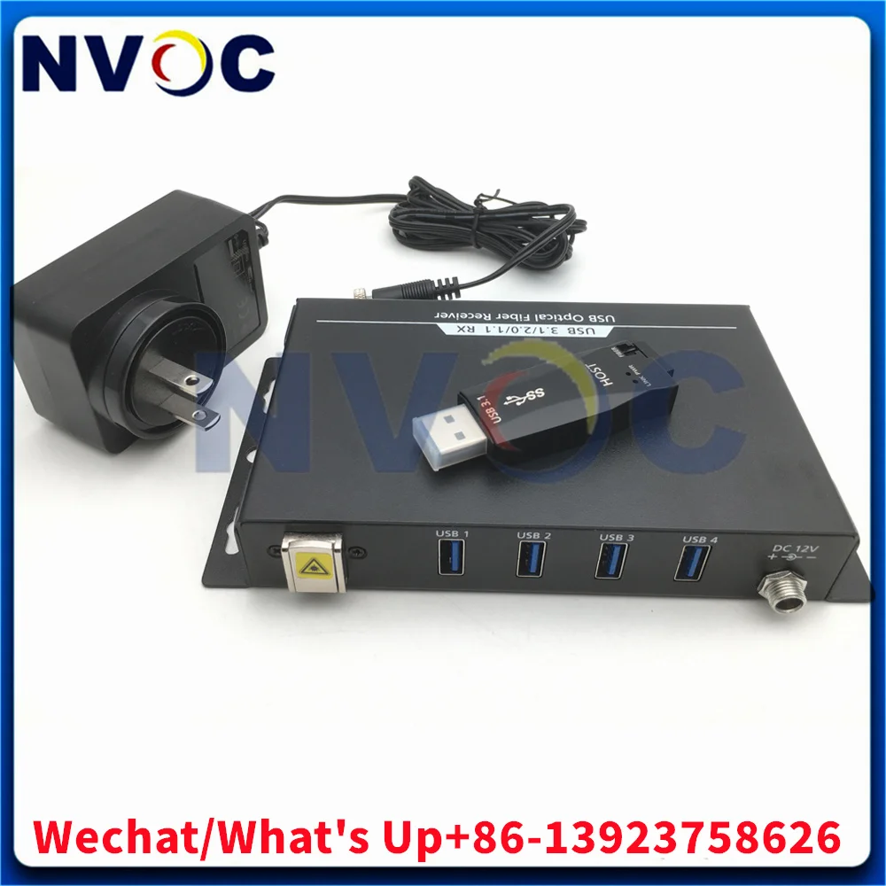 4Ch USB Data over Fiber Optic Extender+1Ch USB3.1 Gen  Modem with SMF LC Connector Fiber Port DC+12V power  5Gbps to 300 meters;