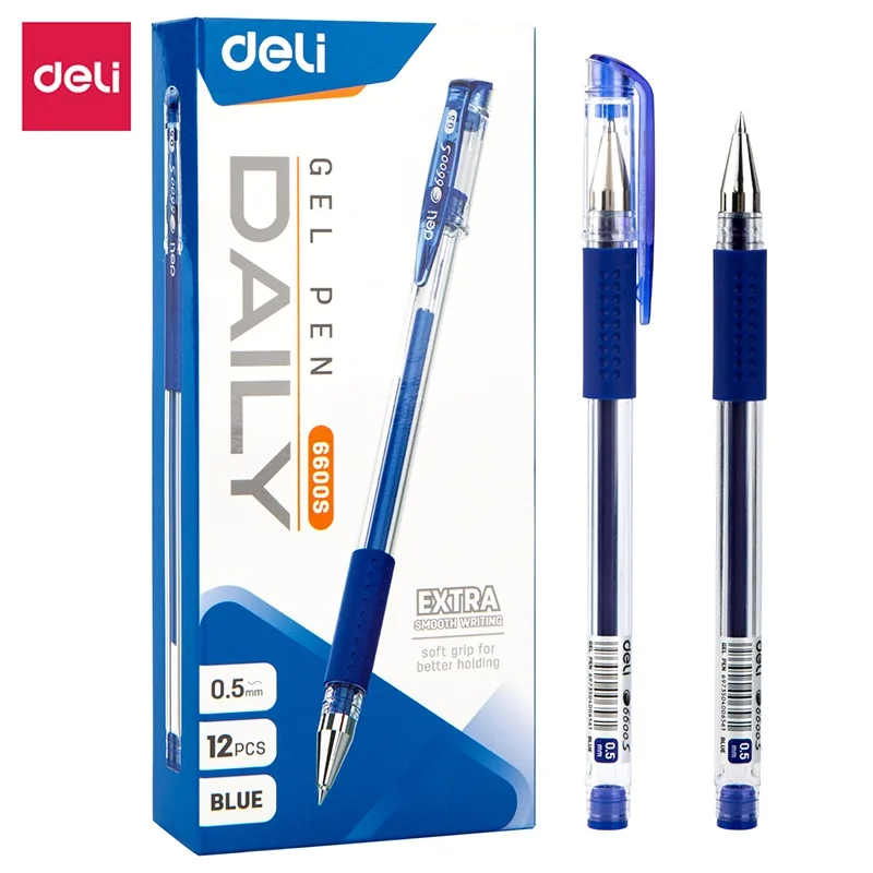 Deli 12 Teile/schachtel Gel Stift 0,5mm 3 Farben Tinte Soft Grip Schreiben Werkzeug E6600S