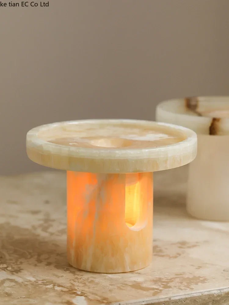 Creative natural marble tea wax diffuser desktop jade essential oil aromatherapy stove European light luxury home decoration