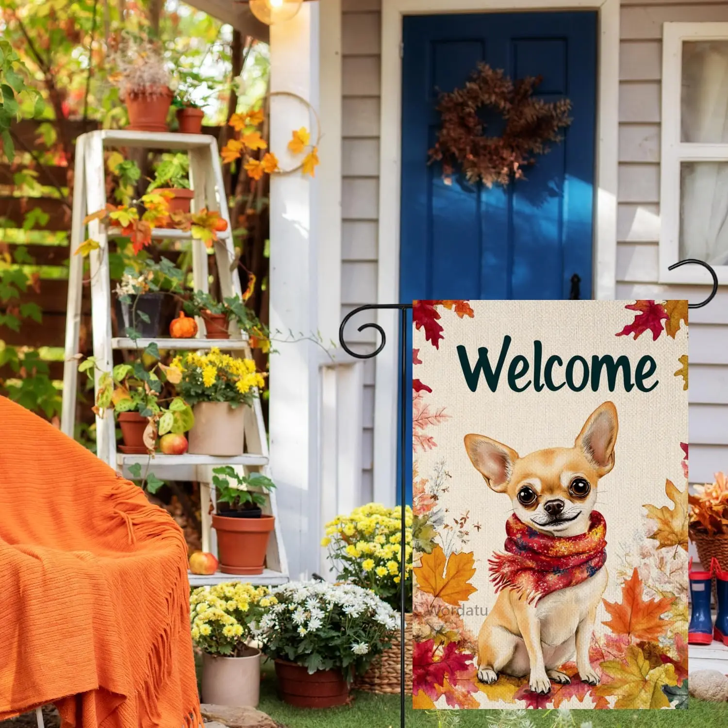 Funny Chihuahua Garden Flag 12x18 Hello Fall Vertical Double Sided Autumn Leaves Thanksgiving Outside Decorations Burlap Yar PPZ