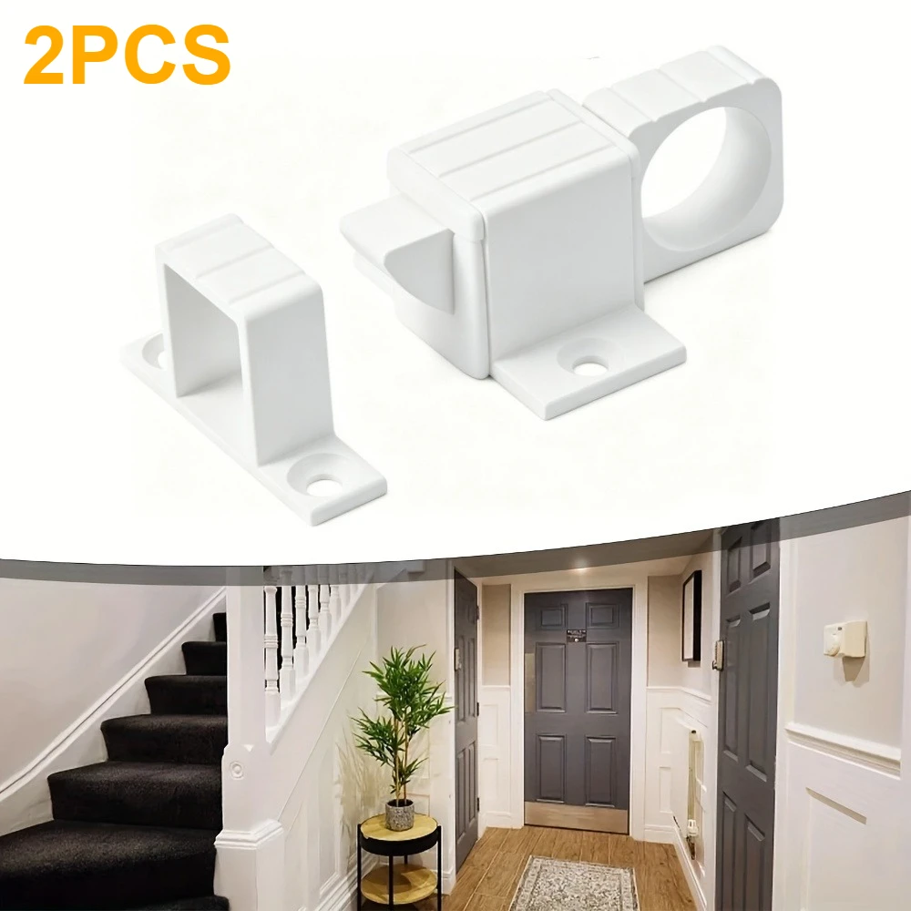 2Pcs Aluminum Alloy Spring Door Bolt Lock,Automatic & Self-closing Security,Durable Bounce Mechanism with Safety Pull Ring