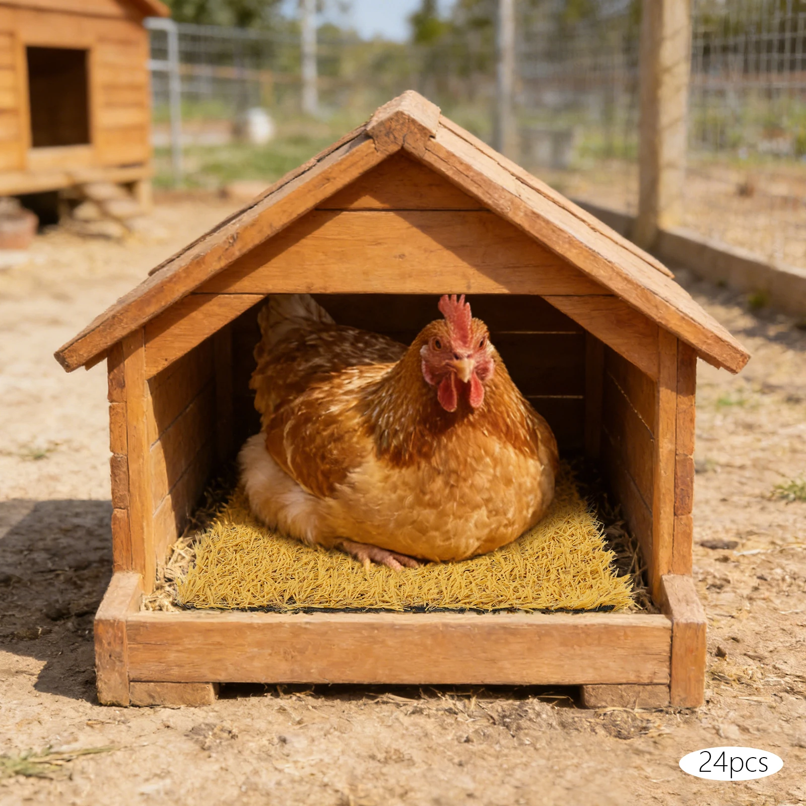 24 Pack Chicken Nesting Box Pads,Straw Yellow Nesting Pad For Chicken Coop,30*30*3cm Nest Box Bedding Mats