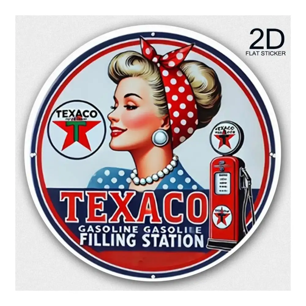 Texaco Gasoline Filling Sign Sticker For Vehicles, Laptops, Windows, Doors, Fridges, Water Bottles