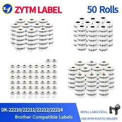 50 Refill Rolls Generic DK-22210 Label 29mm*30.48M Continuous Compatible for Brother Thermal Printer White Paper DK22210 DK-2210