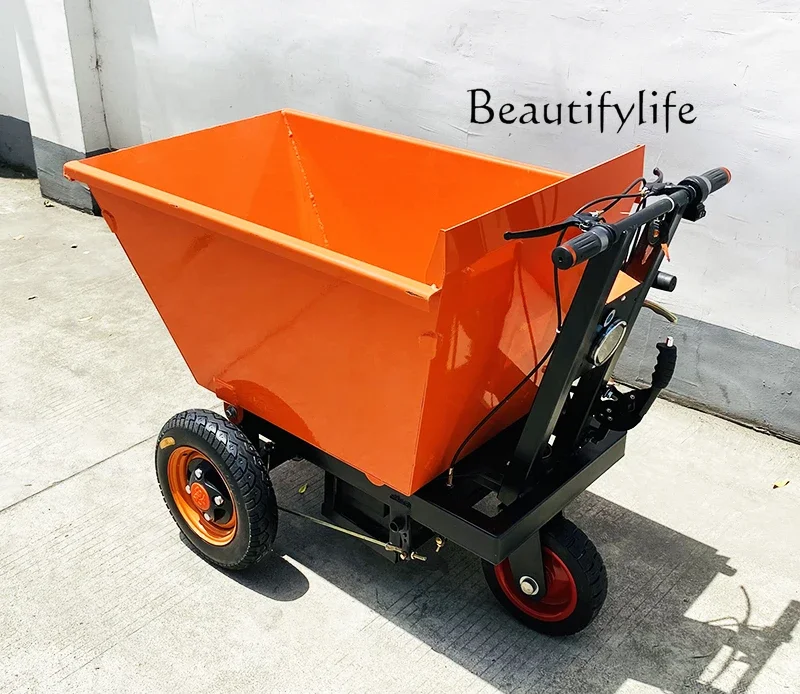 

Electric Three-Wheel Engineering Vehicle Oblique Bucket Self-Unloading Construction Site Cement Sand Load Battery Car Handling