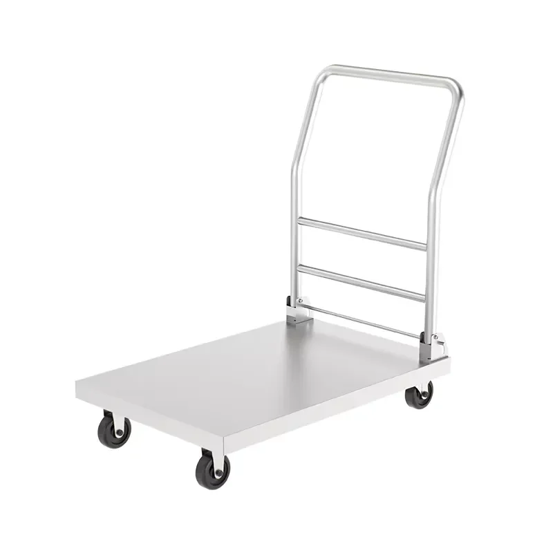 for Heavy Duty Stainless Steel Platform Trolley Commercial Kitchen Warehouse Storage Cart Cargo Hand Truck Industrial Utility