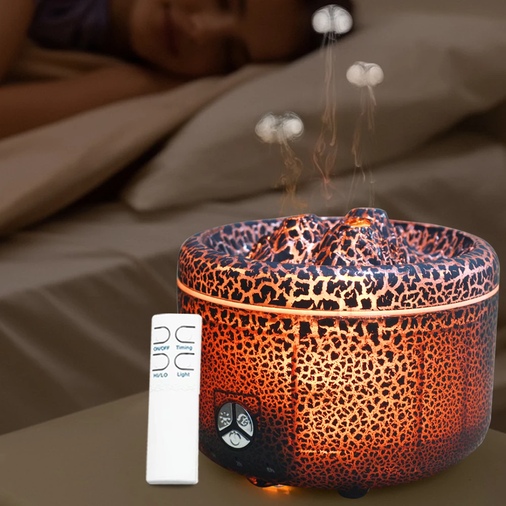 

Большой диффузор эфирного масла Black Crack, 500 мл, увлажнитель для ароматерапии с дистанционным управлением, подсветкой, меняющей цвет и 2 режима тумана