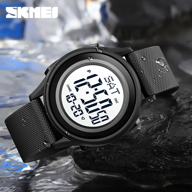 SKMEI-Reloj de pulsera deportivo para Hombre, accesorio masculino de pulsera resistente al agua con pantalla LED y alarma, complemento deportivo electrónico de marca de lujo con diseño militar